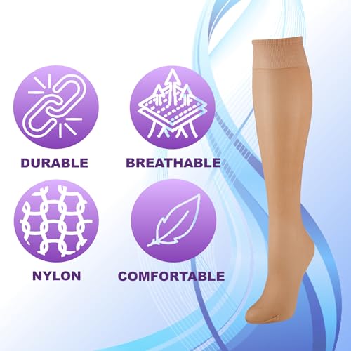 hwojjha Women's Plus Size Queen Sheer Support Knee High Stockings 3-Pack3