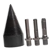 LIFKOME 薪割り用ドリルビット コーン型高硬スチール製 耐摩耗性スクリューデザイン 薪丸太割りツール 種ハンドル付 家 野外利用対応