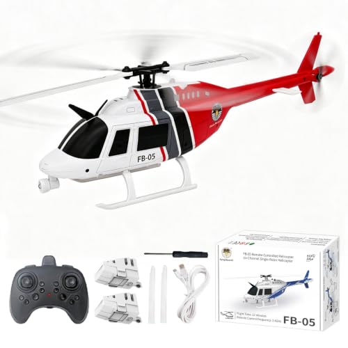 Hylukon FB-05 Remote Controlled Helicopter, 6 Channel Single Rotor Helicopter with 6 Axis Gyro, Altitude Hold, One Key Takeoff Landing, Circle Emergency Stop, Gift for Teens Adults (Red)