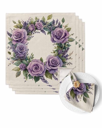 Servilletas de tela pack x4, poliéster, cuadradas, floral miniatura 1
