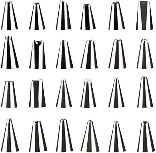 24 Piece Piping Tips Set, Icing Piping Nozzles with Storage Box, Stainless Steel Nozzles Tip for Cake Decorating Tips and Icing Piping Tips