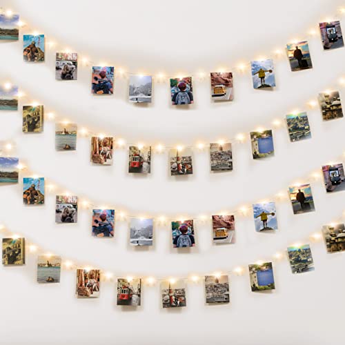 Kolpop 100LED Photo Clip String Lights 10M Photo Peg Fairy Lights Indoor with 60 Clips Battery Powered Cooper Wire Hanging String Photo Display for Bedroom Birthday Wedding Party Christmas
