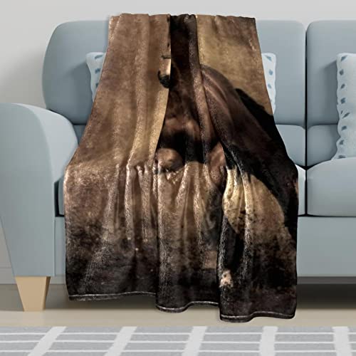 Couvertures chaudes et douces en microfibre plaid peluche cheval brun - 6