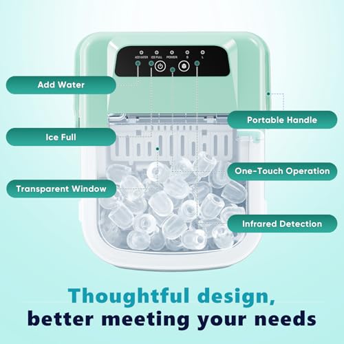 Image of OLIXIS Countertop Ice Maker with Self-Cleaning, Portable Ice Maker Machine | with Ice Scoop, 26Lbs /24H, 9 Cubes in 6 Mins, 2 Sizes for Home, Kitchen, Office