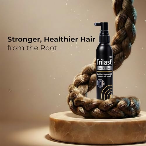 Image of Trilast Hair Care Lotion: Biotin, Niacinamide, Collagen & Wheat Protein for Hair Regrowth, Thickening, Strengthening & Repair 360 Spray + Dropper - Dermatologically Tested - 60ml,Pack of 2