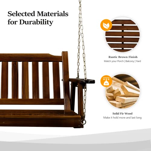 Vingli VL-G57000399 Upgraded Heavy Duty 880 Lbs 4 Ft Patio Wooden Porch Swing Solid Fir Wood thumb #2