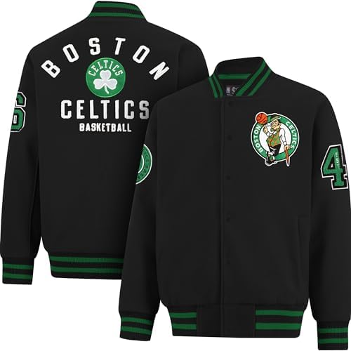 Ultra Game NBA Official Men’s Game Time Varsity Jacket - Unisex, Boston Celtics, Team Color, Large