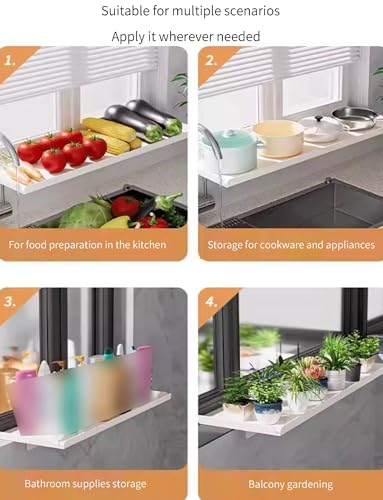 Rallonge de rebord de fenêtre 40x15cm étagère sans perçage pour l'intérieur