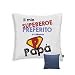 Cuscino Bicolore Bianco/Blu con imbottitura 40X40 cm Papà Supereroe Festa del papà Regalo papà
