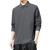 [W Wonyo] ポロシャツ メンズ 長袖 Tシャツ 鹿の子 無地 定番 シンプル 丈短め ロングtシャツ 吸汗速乾 ドライ トップス 薄手 ストレッチ スポーツ ゴルフウェア テニス 仕事 作業着 男性用 インナー 洗える ぽろ 服 ビジネス クールビズ オフィスカジュアル 春夏秋冬 オールシーズン polo shirt charcoal L