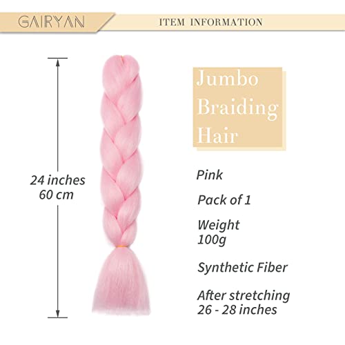 Gairyan Jumbo Braids Hair Extensions for Braiding 24" Colorful Ombre Jumbo Braiding Hair Extensions Synthetic Hair Afro Box Braids Crochet Twists (1 Bundle 100g Pink) - Image 2