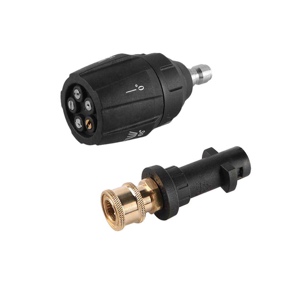 Ieron 1/4'' Quick Connect Fitting and 5-in-1 Power Washer Spray Nozzle Tips Multiple Angles Pressure Washer Adapter Brass High Pressure Washer Accessories for K2-K7