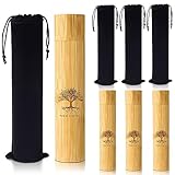 Thyle 4 Set Bamboo Scattering Urns for Ashes 9'' x 2'' Biodegradable Scattering Cremation Tubes for Human Adult Tree Small Tube Keepsake Urn and Black Velvet Bag for Spreading Human Pet Dog Cat Ashes