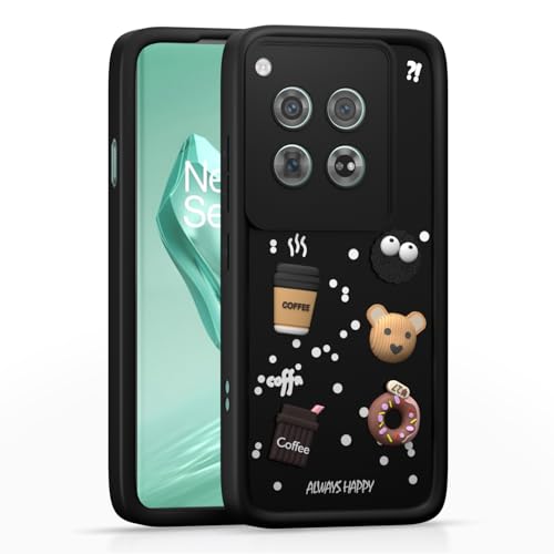 Image of Pikkme Back Cover for OnePlus 12 5G | Cute Fun Cartoon 3D Bear Silicone Full Body Protection Bumper Case (Black)