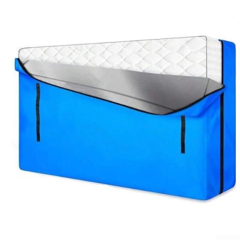 Bolsa de almacenamiento impermeable para funda de colchón, protector de polvo de tela Oxford recubierta de plata 210D con asas reforzadas para mudanza y almacenamiento (196 x 38 x 145 cm, azul)