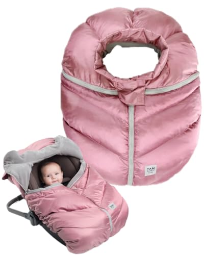 Image of 7AM Enfant Car Seat Covers - Cocoon Baby Cover for Boys & Girls, Rain & Snow Repellent, Breathable Windproof, Center Zipper, Universal Fit for Infant Car Seat (0-12M) (Metallic Lilac)