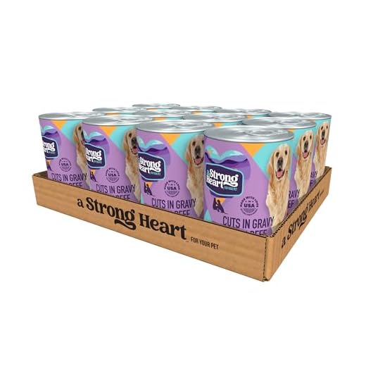 A Strong Heart Wet Dog Food, Cuts in Gravy with Beef - 13.2 oz Cans (Pack of 12), Made in The USA with Real Beef