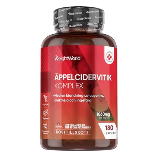 Äppelcidervinäger 1860mg - 180 veganvänliga kapslar - Äppelcidervinägerkomplex med cayennepeppar, gurkmeja och ingefära - Lätta att svälja - Naturligt kosttillskott
