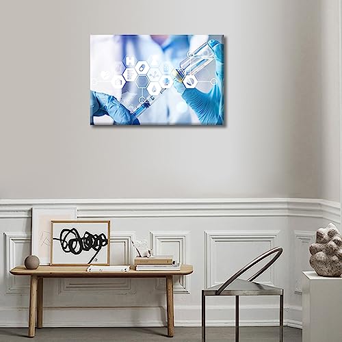Image of TUMOVO Medical background Wall Art 1 Panel Medical Clinical Laboratory Artwork Wall Decor for Living Room, Bedroom, Bathroom, Office. Framed Ready to Hang (12 inch Wx18 H)