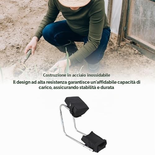 aqxreight Sedile per Ginocchio da Giardino in Acciaio Inossidabile per Giardinaggio, Salvaspazio, Riduce al Minimo L'affaticamento della Vita del Ginocchio, Adatto per Lavori Agricoli,