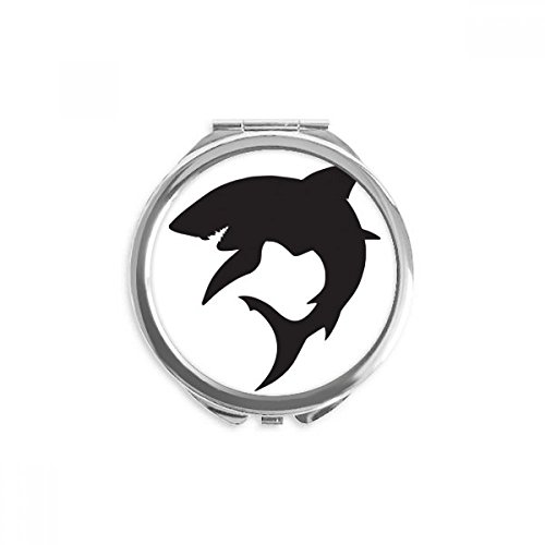 Poisson requin bleu miroir de poche portable en métal et verre multicolore pour maquillage