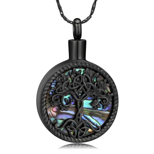 Imrsanl Tree of Life Urn Necklaces for Ashes for Women Men Tree of Life with Celtic knot Cremation Jewelry for Ashes Memory Jewelry for Human Pet