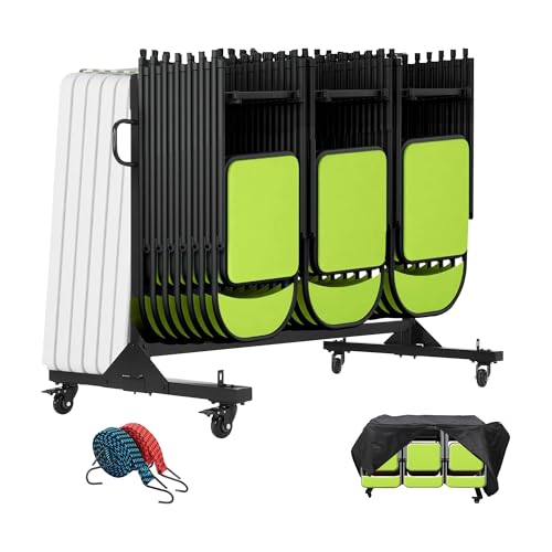 Garvee Folding Chair Rack Folding Chair Cart Storage Dolly with Wheels and Holder for 42 Chairs or 12 Tables 550 LBS Capacity Includes Weatherproof Co