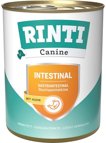 RINTI - Canine Intestinal | Leicht verdauliches Diät Nassfutter für ausgewachsene Hunde mit gastrointestinalen Problemen. Alleinfutter mit erhöhtem Elektrolytgehalt in der Dose | 6x800g Huhn