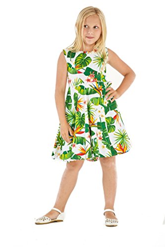 Girl Hawaiian Vintage Fit and Flare Dress in Vintage Tropical Toile