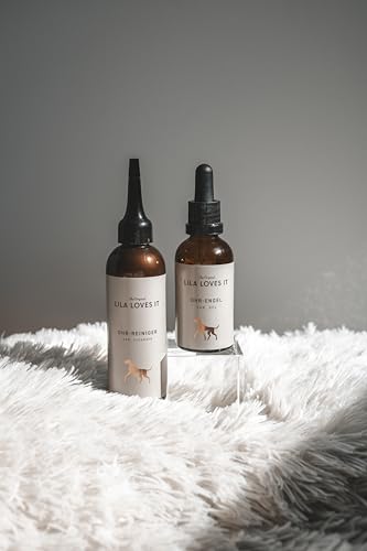 Ohrreiniger für Hunde - löst Verschmutzungen und lindert Juckreiz, mit Mikrosilber und Zink, vegan, OHR-REINIGER von LILA LOVES IT, 100 ml