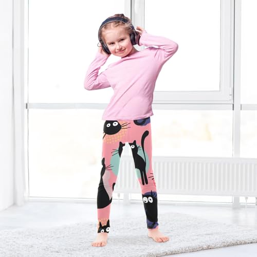 Cute Black Cats Girls Leggings,Workout Leggings for Girls Toddler Athletic Legging Size for 3-10T4