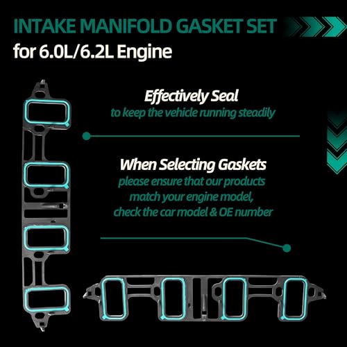 Image of Intake Manifold Gasket Set 6.0L 6.2L for GMC Yukon /Savana /Sierra, for Chevy Avalanche /Express /Silverado /Suburban /Tahoe, for Cadillac Escalade ESV EXT, for Hummer H2, OE MS25702VR MS97126