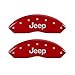 MGP Caliper Covers 42014SJPLRD Red Powder Coat Finish Front and Rear Caliper Cover, Set of 4 (JEEP JEEP Grill logo Silver Characters, Engraved)