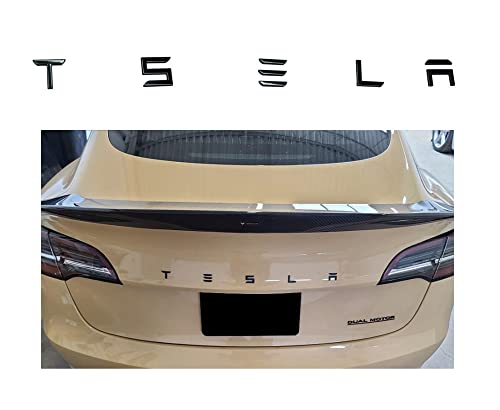 Manfox 3D Raised Tailgate Insert Letters Rear Emblems, Plastic Inserts with 3M Adhesive Backing Replacement for Model 3/S/X/Y Series Accessories(Gloss Black)