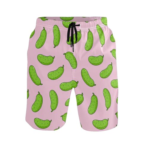 Eionryn Men's Swim Trunks Cute Cucumber Pickle Beach Shorts Quick Dry Swim Board shorts Bathing Suits S