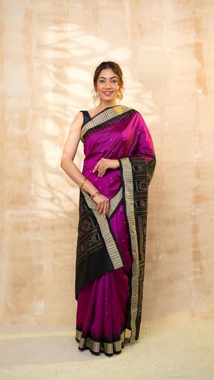 Image of Handmade Pure Bomkai Silk Saree Khandua Natural Silk Ikkat Saree For Women /Ethnic Wear /Traditonal Saree /Handloom Saree With Regular Fit Blouse Piece