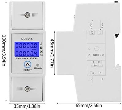 FTVOGUE LCD Energy Meter 35mm DIN Rail Watt Meter Electronic KWh Meter 5-80A