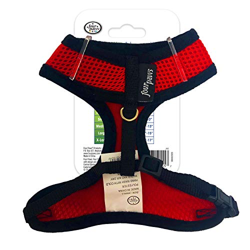 Image of Four Paws Walk-About Comfort Control No-Pull Harness for Dogs, Adjustable Soft Padded Breathable Air Mesh Dog Vest for Walking, Red, Small
