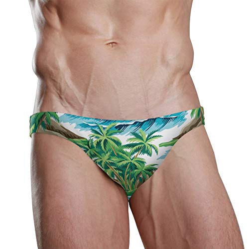 Men Swim Brief Bikini Hawaiian Island Palm Tree Beach Bikini for Men Swim Underwear Medium2