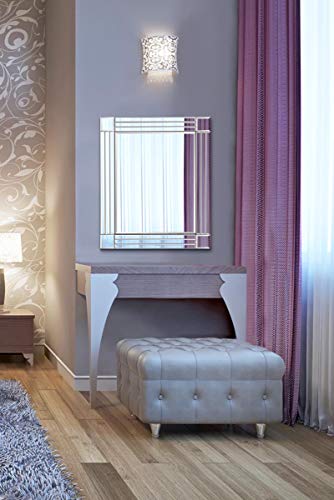 MirrorOutlet Espejo Veneciano Moderno de Triple Borde sin Marco, 68 x 58 cm, YC082