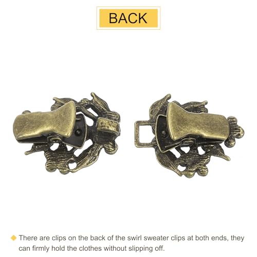 Image of uxcell Vintage Sweater Clips, Cape Cloak Clasp Retro Cardigan Clips Shawl Collar Clasp Dress Shirt Brooch Clip for Women
