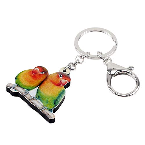 WEVENI Acrylic Cockatiel Parrot Keychain Bird Jewelry For Women Girls Bag Car Key Purse Charms3