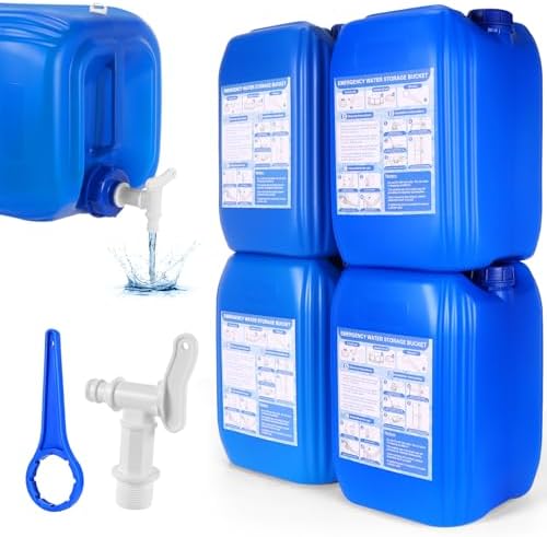 4 Tanks 5 Gallon Water Storage Containers,Total 20 Gallons Stacka...