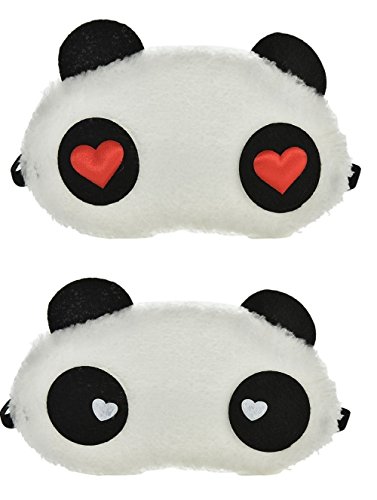 Image of Jenna WH Red Heart Panda Sleeping Eye Mask White (Pack of 2)