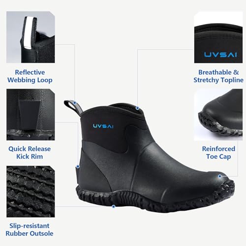 Image of Men's Waterproof 5.3-inch Ankle High Garden Shoes Rain Boots Slip-On Footwear for Gardening Farming Lawn Care Yard Work