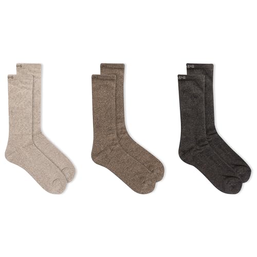 Chaps Men's Solid Mock Rib Casual Crew Socks-3 Pair Pack-Poly Cotton Blend3