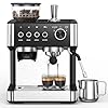 Espresso machine with grinder 20 bar expresso coffee machines with milk frother steam wand professional espresso maker with removable water tank cappuccino latte machine for home  urban country home decor
