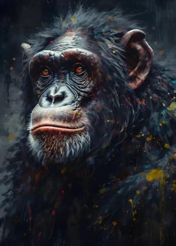 Portrait de singe à l'aquarelle sur toile 50x70cm Baibexing poster graffiti