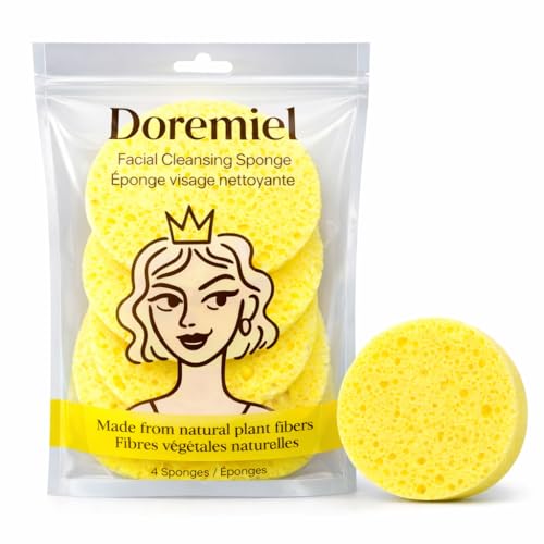 Doremiel Esponja de limpieza facial hecha de fibras vegetales naturales, suave para la piel. Reutilizable. 4 esponjas