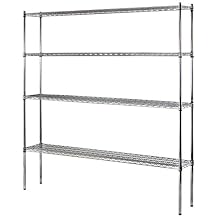 Sandusky Lee WS721274-C Industrial Welded Wire Shelving, 72" Width x 74" Height x 12" Depth, Chrome